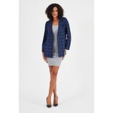 Alexander Gardi Ekoseli Astarsız Cepli Kruvaze Blazer Ceket (B24-00202) - Lacivert - Beyaz