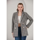 Alexander Gardi Ekoseli Blazer Ceket (B22-20401) - Siyah - Gri
