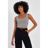 Alexander Gardi Kare Yaka Crop Atlet (A90779-S) - Standart - Gri