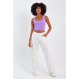 Alexander Gardi Kare Yaka Crop Atlet (A90779-S) - Standart - Lila