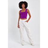 Alexander Gardi Kare Yaka Crop Atlet (A90779-S) - Standart - Mor