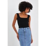 Alexander Gardi Kare Yaka Crop Atlet (A90779-S) - Standart - Siyah
