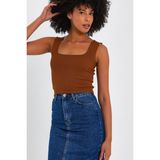 Alexander Gardi Kare Yaka Crop Atlet (A90779-S) - Standart - Taba