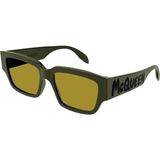 Alexander McQueen AM0329S 004 Yeşil Sarı Unisex Dikdörtgen Güneş Gözlüğü