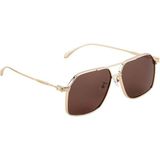 Alexander McQueen AM0372S 002 59-14 Altın Kahverengi Unisex Geometrik Güneş Gözlüğü