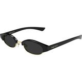 Alexander Mcqueen AM0534S 001 Siyah Gri Oval Unisex Güneş Gözlüğü - Siyah - Gri