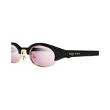 Alexander McQueen AM0534S 005 Siyah Pembe Oval Kadın Güneş Gözlüğü - 01-Siyah