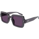 Alexander McQueen MQ0326S 004 Gri Mor Kadın Kare Güneş Gözlüğü 48-26