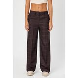ALEXANDERGARDI ALEXANDERGARDİ WİDE LEG BOL PAÇA KARELİ ÇİFT CEPLİ KLASİK KADIN PANTOLON () B24-0001