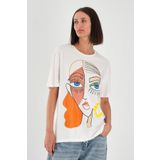 ALEXANDERGARDI Baskılı Basic Kadın T-shirt EKRU S
