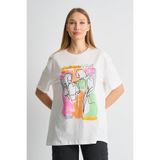 ALEXANDERGARDI Baskılı Bisiklet Yaka Kadın T-shirt EKRU S