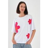 ALEXANDERGARDI Çicek Desenli Kadın T-shirt BEYAZ L