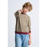 ALEXANDERGARDI Çizgili Bisiklet Yaka Çocuk Sweatshirt BORDO 13-14 Yaş