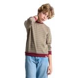 ALEXANDERGARDI Çizgili Bisiklet Yaka Çocuk Sweatshirt BORDO 9-10 Yaş
