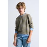 ALEXANDERGARDI Çizgili Bisiklet Yaka Çocuk Sweatshirt HAKİ 11-12 Yaş