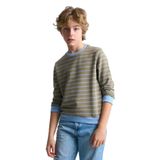 ALEXANDERGARDI Çizgili Bisiklet Yaka Çocuk Sweatshirt HAKİ 5-6 Yaş