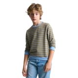 ALEXANDERGARDI Çizgili Bisiklet Yaka Çocuk Sweatshirt HAKİ 9-10 Yaş