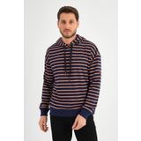 ALEXANDERGARDI ÇİZGİLİ KAPÜŞONLU SWEATSHIRT (UNX-00242) LACİVERT M
