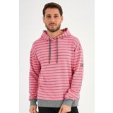 ALEXANDERGARDI ÇİZGİLİ KAPÜŞONLU SWEATSHIRT (UNX-00242) PEMBE XL