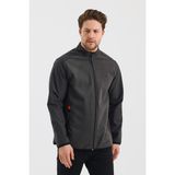 Alexandergardı Dik Yaka Fermuarlı Astarsız Içi Polar Su Itici Softshell Kumaş Mont (E24-MNT-02) - Antrasit - XL