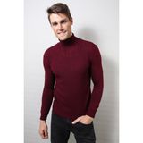 Alexandergardi E20-18820 Bordo Balıkçı Yaka Saç Örgü Kazak
