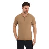 ALEXANDERGARDI Erkek Polo Yaka Fermuarlı Triko T-shirt (AG-50025) BEJ M