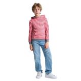 ALEXANDERGARDI Kanguru Cepli Kapüşonlu Çizgili Çocuk Sweatshirt PEMBE 5-6 Yaş