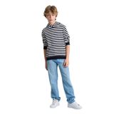 ALEXANDERGARDI Kanguru Cepli Kapüşonlu Çizgili Çocuk Sweatshirt SİYAH 11-12 Yaş