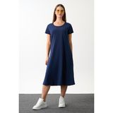 Alexandergardi Kısa Kollu Salaş Elbise (B22-43600) - Lacivert - XL