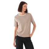 ALEXANDERGARDI Kontrast Yakalı Kadın T-shirt BEJ S