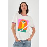 ALEXANDERGARDI Yaka ve Kol Detaylı Baskılı Kadın T-shirt BEYAZ S