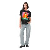 ALEXANDERGARDI Yaka ve Kol Detaylı Baskılı Kadın T-shirt SİYAH L