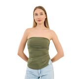 Alexandergardi Yırtmaçlı Straplez Bluz (B24-00226) HAKI L