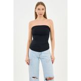 Alexandergardi Yırtmaçlı Straplez Bluz (B24-00226) SIYAH XXL