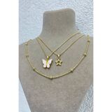 Alexis Carrel Stella Mariposa 3'lü Gold Kelebekli Yıldız Charm Kolye Set
