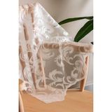 Aleyna Home Taç Şal Desen Kullanıma Hazır Ekstraforlu Pilesiz Örme Tül Perde Tek Kanat - Krem 100 x 200 cm - 480 x 200 cm - Ekru