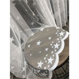 Aleyna Home Taç Yıldızlı Çocuk Odası Tül Perde Kullanıma Hazır Ekstraforlu Pilesiz Krem 100 x 200 cm - 100 x 270 cm - Kırık Beyaz