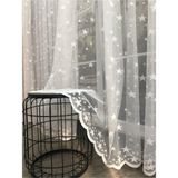 Aleyna Home Taç Yıldızlı Çocuk Odası Tül Perde Kullanıma Hazır Ekstraforlu Pilesiz Krem - 320 x 200 cm - Kırık Beyaz