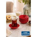 Alezy 651 Termostar Melamin Çay Tabağı 10,5cm 6'lı Set Kırmızı