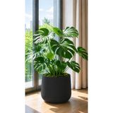 Alezy Atlas Renkli Kendinden Drenajlı Saksı 7 Litre No:4 28cm Siyah