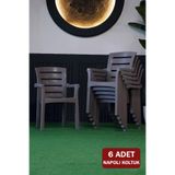 Alezy Napoli Plastik İstiflenebilir Bahçe Balkon Koltuk Sandalye 6 Adet Gri