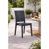 Alezy R007 Nice Rattan Desenli Plastik Bahçe Balkon Sandalye Antrasit