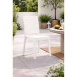 Alezy R007 Nice Rattan Desenli Plastik Bahçe Balkon Sandalye Beyaz