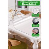 Alezy Şeffaf PVC1.2 mm Masa Örtüsü Su Geçirmez Şeffaf Masa Örtüsü, Mutfak Kahve Ofis Yemek Masası
