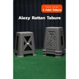 Alezy TB300 Plastik Rattan Desenli Tabure Büyük Boy 38x24cm 4 ADET