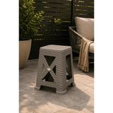 Alezy TB300 Plastik Rattan Desenli Tabure Büyük Boy 38x24cm Cappucino