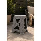 Alezy TB300 Plastik Rattan Desenli Tabure Büyük Boy 38x24cm Gri