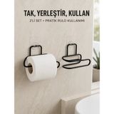 ALFA AKSESUAR 03 2’li Duvara Yapışkanlı Tuvalet Kağıtlığı Siyah Metal Pratik Rulo Tutucu - Belirtilmemiş
