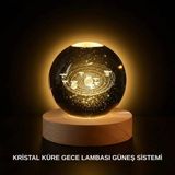 ALFA AKSESUAR 03 Ahşap Standlı LED Kristal Küre Lazer Işlemeli Dekoratif Obje