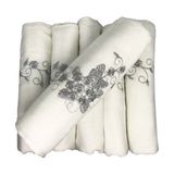 ALFA AKSESUAR 03 Bulteks Simli Nakışlı Kadife Havlu 30X50 Desen 2 - Beyaz - Standart